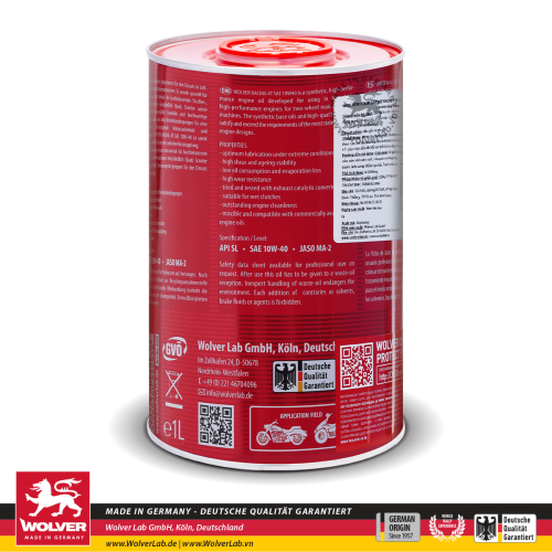 Wolver 4T Racing 10W-40 SL 1L (Synthetic)